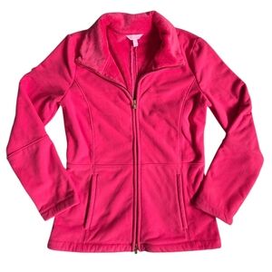 Lilly Pulitzer Grace Fleece Jacket Faux Fur Lining Hot Pink Pomegranate Small